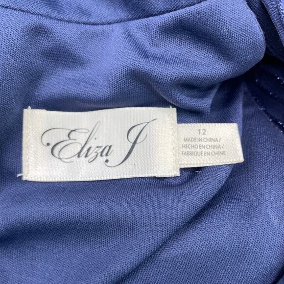 Eliza J Womens 12 Halter Neck Sheath Dress Navy Blue Metallic Stripe Cutout - Picture 9 of 12